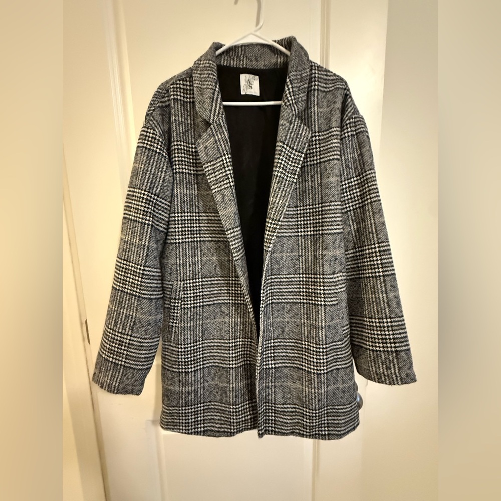 Altar'd State Black and Gray Plaid Blazer